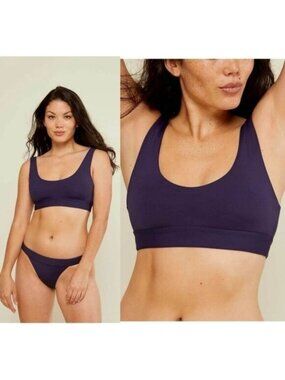 NWT Andie The Ventura Bikini Top XS Navy Sporty Wide Strap Low Back